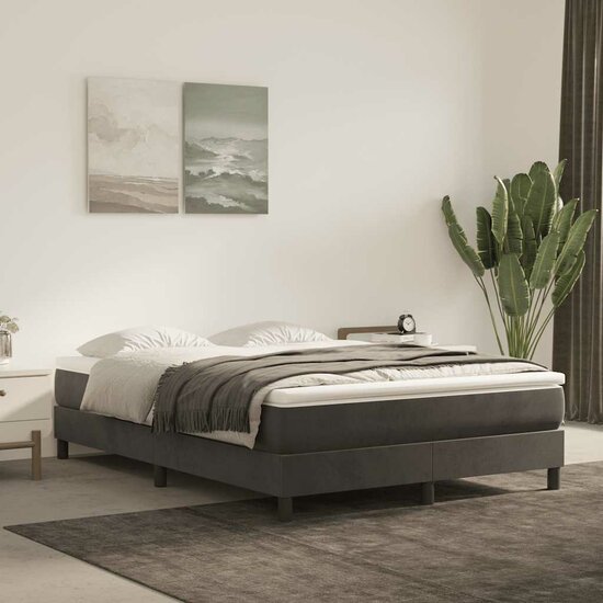 Pocketveringmatras 140X220X20 Cm Fluweel Donkergrijs 140 x 220 cm