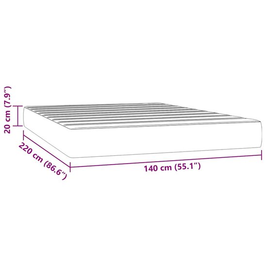 Pocketveringmatras 140X220X20 Cm Fluweel Donkergrijs 140 x 220 cm
