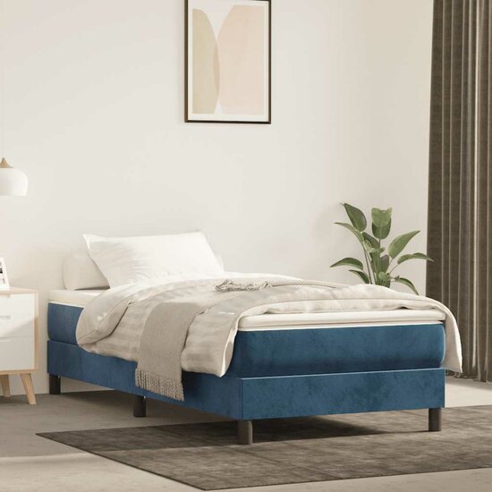 Pocketveringmatras 100X220X20 Cm Fluweel Donkerblauw 100 x 220 cm