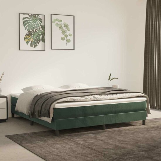 Pocketveringmatras 160X220X20 Cm Fluweel Donkergroen 160 x 220 cm