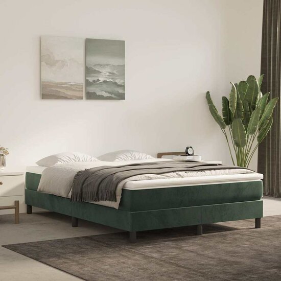 Pocketveringmatras 140X220X20 Cm Fluweel Donkergroen 140 x 220 cm