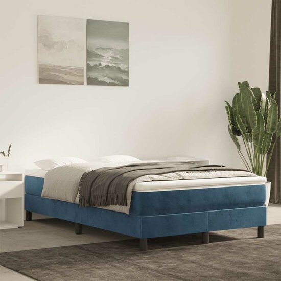 Pocketveringmatras 120X220X20 Cm Fluweel Donkerblauw 120 x 220 cm