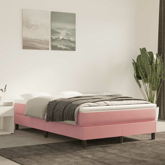Pocketveringmatras 120X220X20 Cm Fluweel Roze 120 x 220 cm