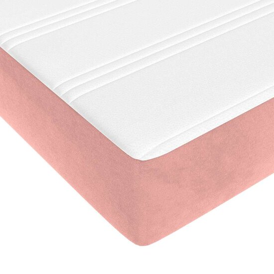 Pocketveringmatras 120X220X20 Cm Fluweel Roze 120 x 220 cm