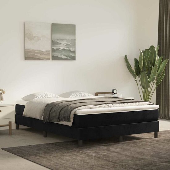 Pocketveringmatras 140X220X20 Cm Fluweel Zwart 140 x 220 cm