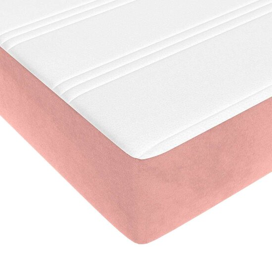 Pocketveringmatras 160X220X20 Cm Fluweel Roze 160 x 220 cm