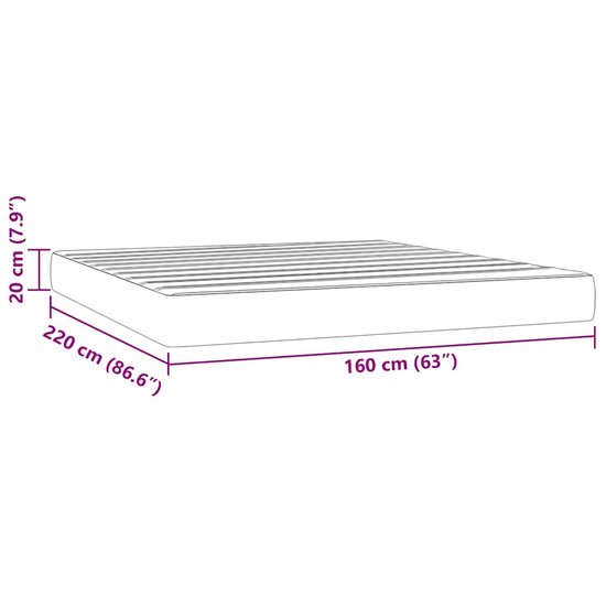Pocketveringmatras 160x220x20 cm fluweel lichtgrijs