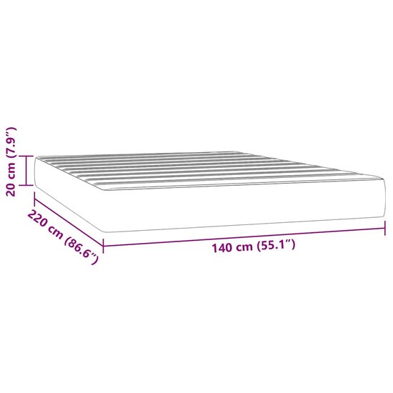Pocketveringmatras 140x220x20 cm fluweel lichtgrijs