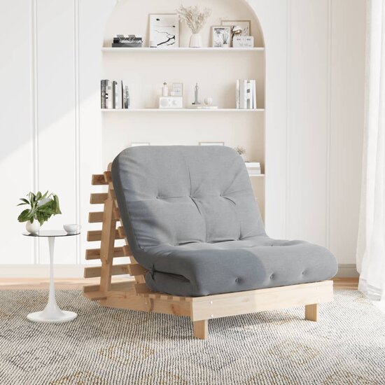 Futon Slaapbank Met Matras Massief Grenenhout 80 x 206 x 11 cm Natuurlijk grenenhout