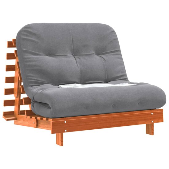 Futon Slaapbank Met Matras Grenenhout 100 x 206 x 11 cm Wasbruin