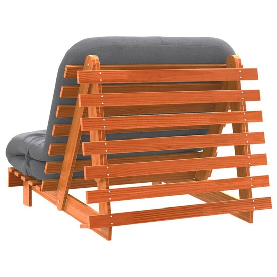 Futon Slaapbank Met Matras Grenenhout 100 x 206 x 11 cm Wasbruin