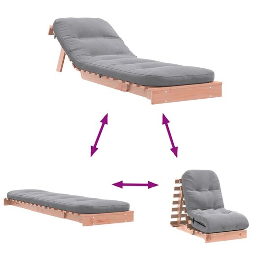 Futon Slaapbank Met Matras Massief Douglashout 60 x 206 x 11 cm Natuurlijk douglashout