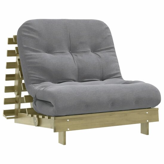 Futon Slaapbank Met Matras Ge&iuml;mpregneerd Hout 80 x 206 x 11 cm Naturel ge&iuml;mpregneerd