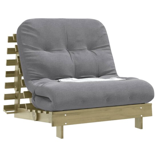 Futon Slaapbank Met Matras Ge&iuml;mpregneerd Hout 80 x 206 x 11 cm Naturel ge&iuml;mpregneerd