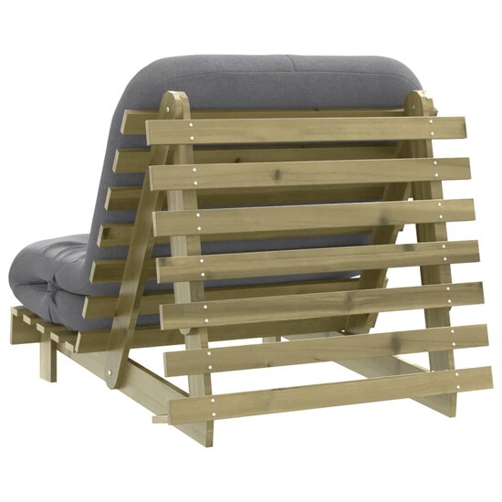Futon Slaapbank Met Matras Ge&iuml;mpregneerd Hout 80 x 206 x 11 cm Naturel ge&iuml;mpregneerd