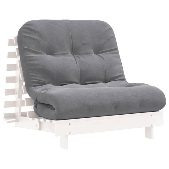 Futon Slaapbank Met Matras Massief Grenenhout 90 x 206 x 11 cm Wit