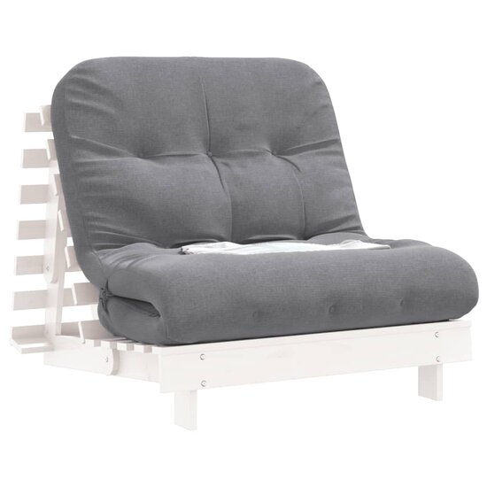 Futon Slaapbank Met Matras Massief Grenenhout 90 x 206 x 11 cm Wit