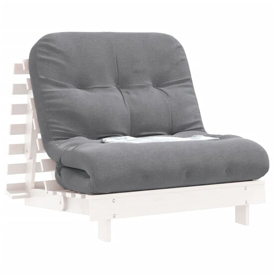 Futon Slaapbank Met Matras Massief Grenenhout 80 x 206 x 11 cm Wit