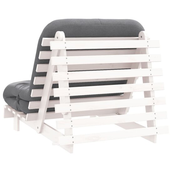 Futon Slaapbank Met Matras Massief Grenenhout 80 x 206 x 11 cm Wit