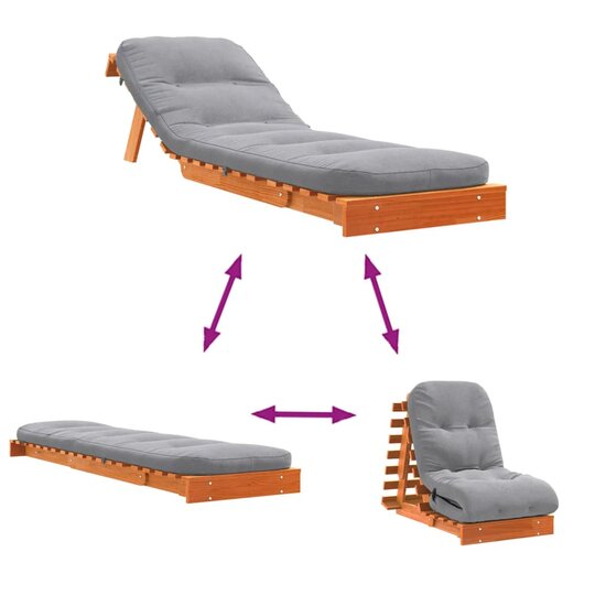 Futon Slaapbank Met Matras Grenenhout 60 x 206 x 11 cm Wasbruin