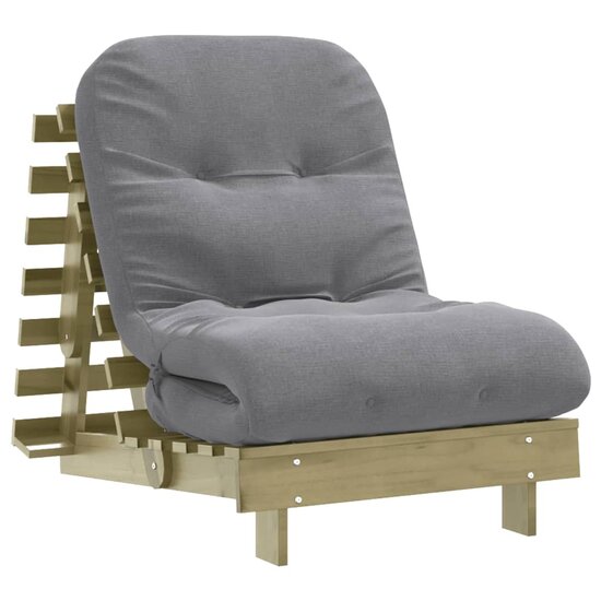 Futon Slaapbank Met Matras Ge&iuml;mpregneerd Hout 70 x 206 x 11 cm Naturel ge&iuml;mpregneerd