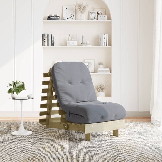Futon slaapbank met matras 60x206x11 cm ge&iuml;mpregneerd hout
