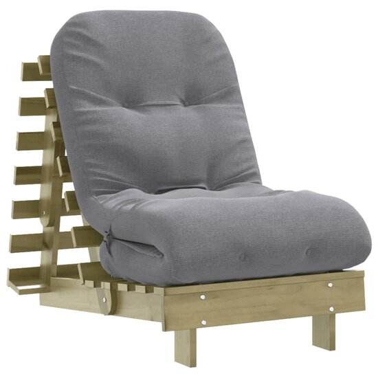 Futon slaapbank met matras 60x206x11 cm ge&iuml;mpregneerd hout