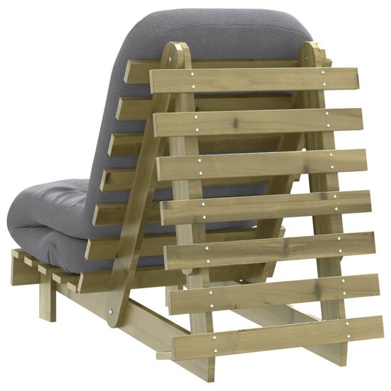 Futon slaapbank met matras 60x206x11 cm ge&iuml;mpregneerd hout