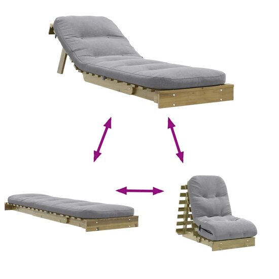 Futon slaapbank met matras 60x206x11 cm ge&iuml;mpregneerd hout