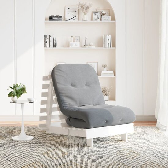 Futon slaapbank met matras 70x206x11 cm massief grenenhout wit