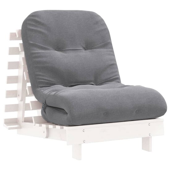 Futon slaapbank met matras 70x206x11 cm massief grenenhout wit