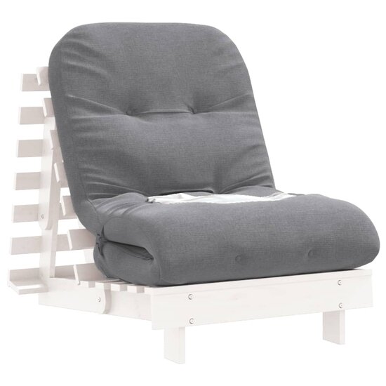 Futon slaapbank met matras 70x206x11 cm massief grenenhout wit