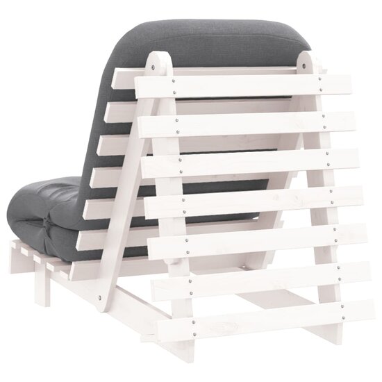 Futon slaapbank met matras 70x206x11 cm massief grenenhout wit