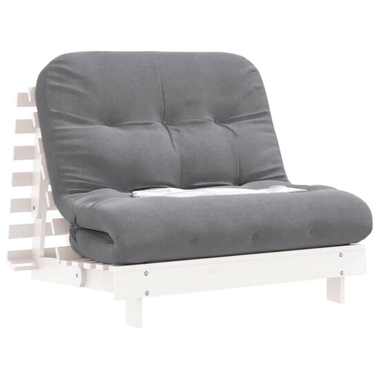 Futon slaapbank met matras 100x206x11 cm massief grenenhout wit