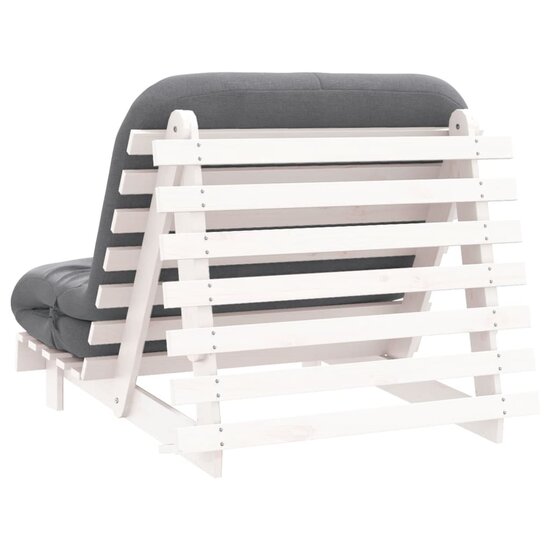 Futon slaapbank met matras 100x206x11 cm massief grenenhout wit