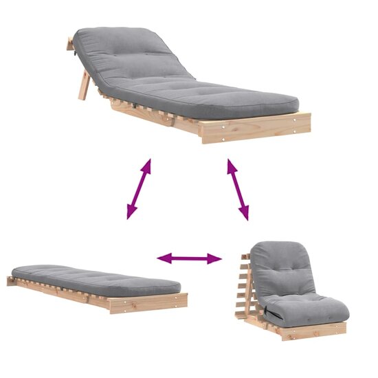 Futon Slaapbank Met Matras Massief Grenenhout 70 x 206 x 11 cm Natuurlijk grenenhout