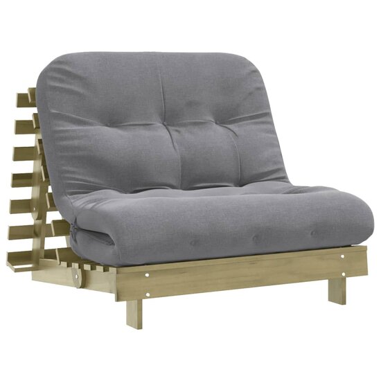 Futon Slaapbank Met Matras Ge&iuml;mpregneerd Hout 100 x 206 x 11 cm Naturel ge&iuml;mpregneerd