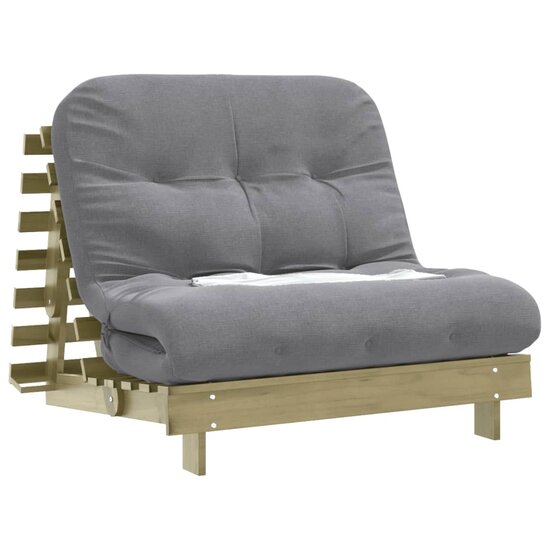 Futon Slaapbank Met Matras Ge&iuml;mpregneerd Hout 100 x 206 x 11 cm Naturel ge&iuml;mpregneerd