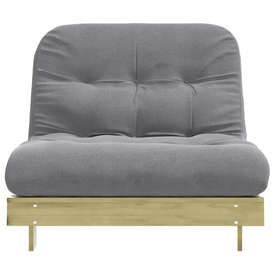 Futon Slaapbank Met Matras Ge&iuml;mpregneerd Hout 100 x 206 x 11 cm Naturel ge&iuml;mpregneerd