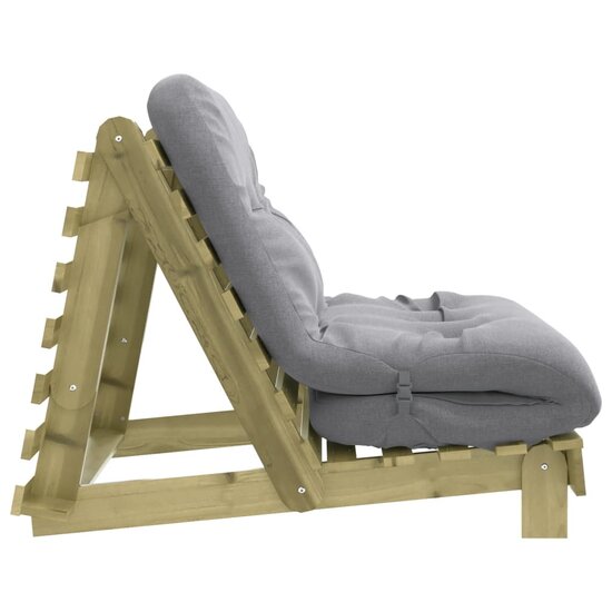Futon Slaapbank Met Matras Ge&iuml;mpregneerd Hout 100 x 206 x 11 cm Naturel ge&iuml;mpregneerd