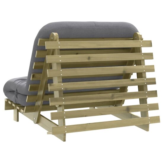 Futon Slaapbank Met Matras Ge&iuml;mpregneerd Hout 100 x 206 x 11 cm Naturel ge&iuml;mpregneerd