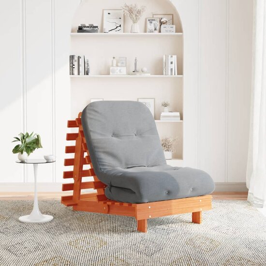 Futon Slaapbank Met Matras Grenenhout 70 x 206 x 11 cm Wasbruin