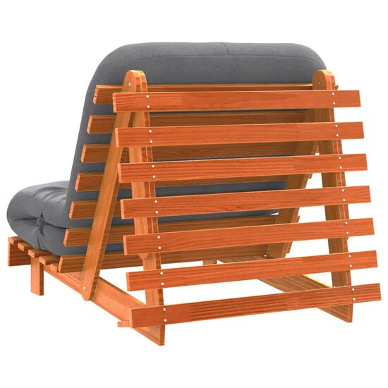 Futon Slaapbank Met Matras Grenenhout 80 x 206 x 11 cm Wasbruin