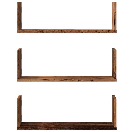 Wandschappen 3 St Bewerkt Hout Kleurig 58 x 18 x 18 cm Oud hout