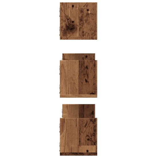 Wandschappen 3 St Bewerkt Hout Kleurig 58 x 18 x 18 cm Oud hout