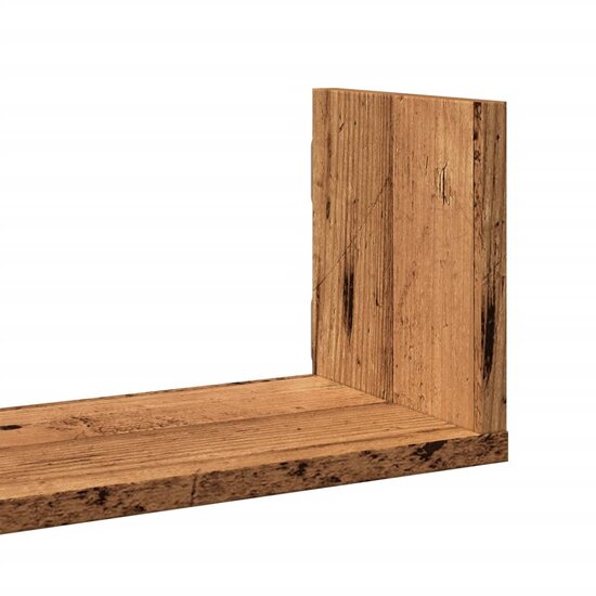 Wandschappen 3 St Bewerkt Hout Kleurig 58 x 18 x 18 cm Oud hout