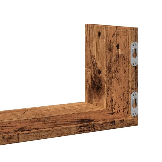 Wandschappen 3 St Bewerkt Hout Kleurig 58 x 18 x 18 cm Oud hout