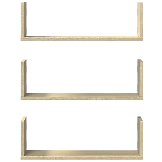 Wandschappen 3 St Spaanplaat Kleurig 58 x 18 x 18 cm Sonoma eiken