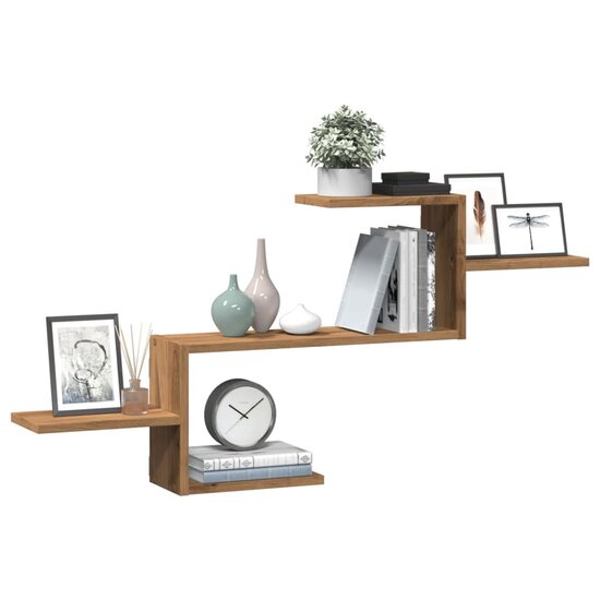 Wandschap 104X15X49 Cm Bewerkt Hout Artisanaal Kleurig Eiken