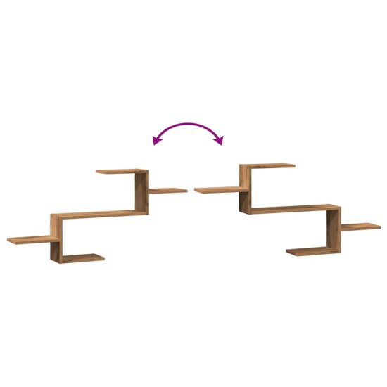 Wandschap 104X15X49 Cm Bewerkt Hout Artisanaal Kleurig Eiken